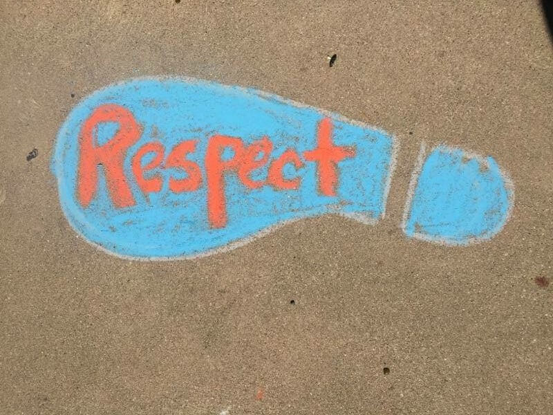 Edge High School and footprint artwork that says respect